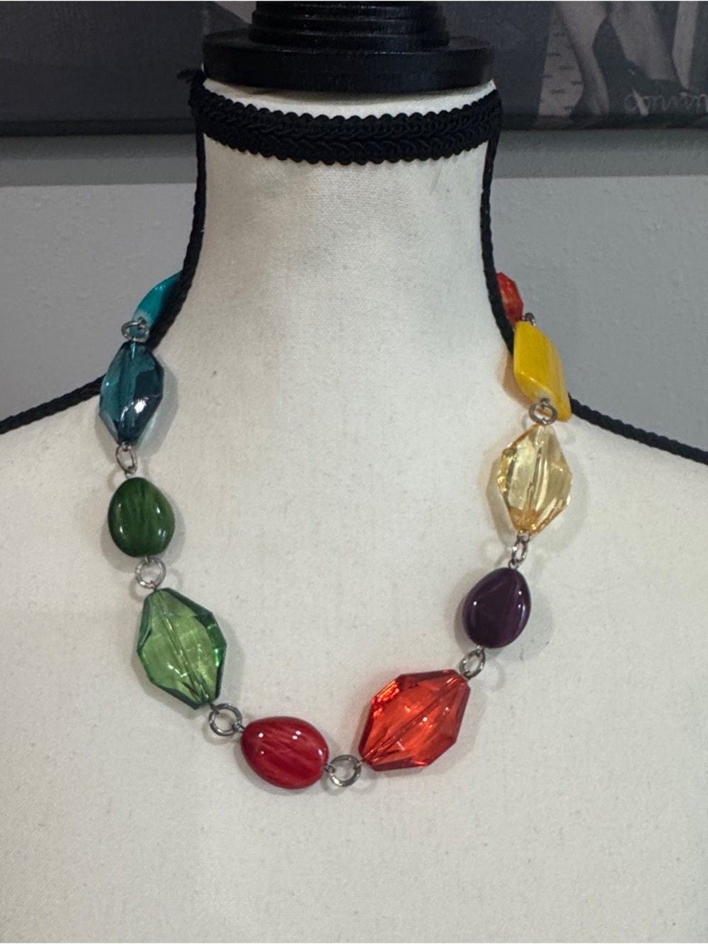 Multicolor Gem Bead Statement Necklace and Earrings Set- Women Jewelry